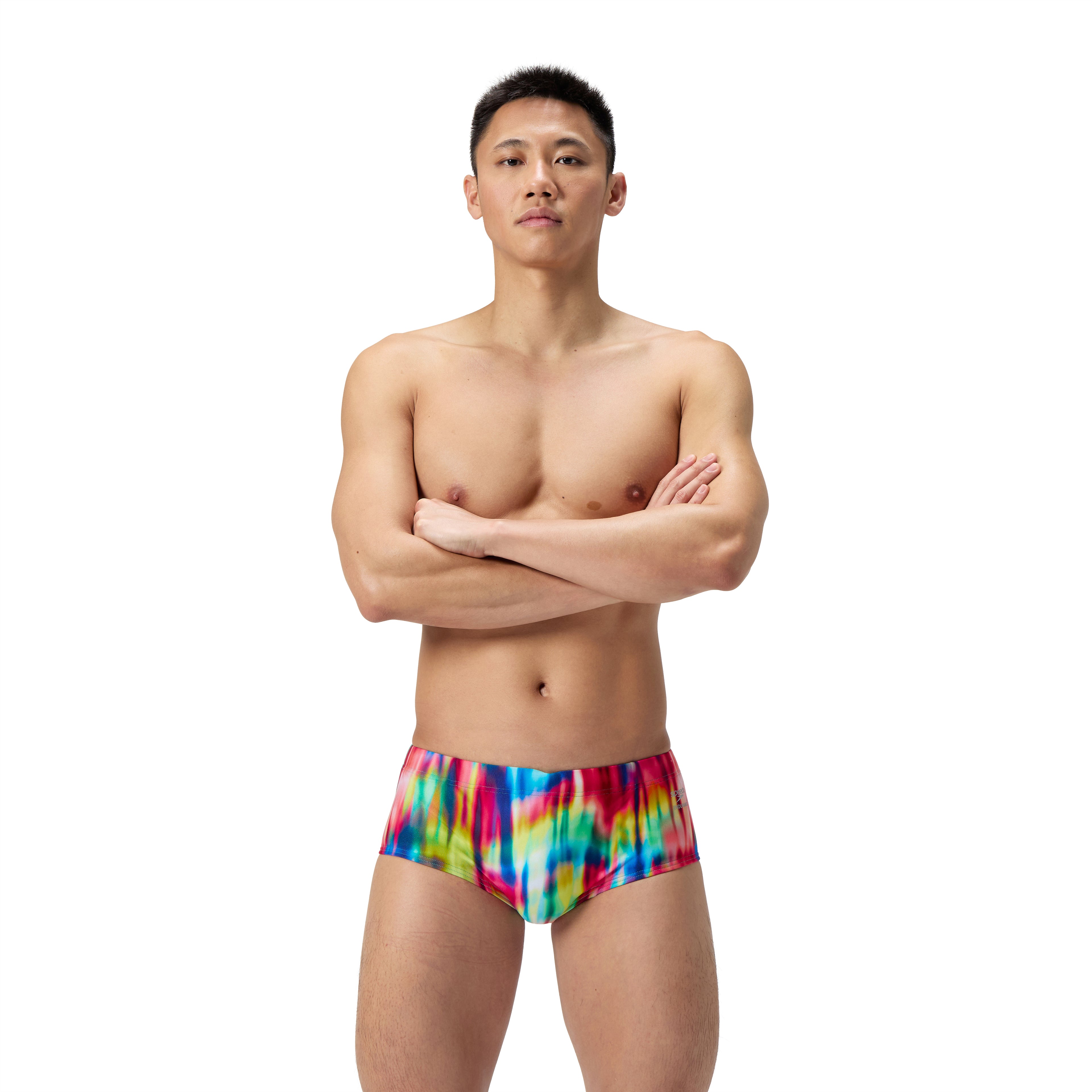 Badbyxa Club Training Printed 13,5 cm Brief Röd/Gul